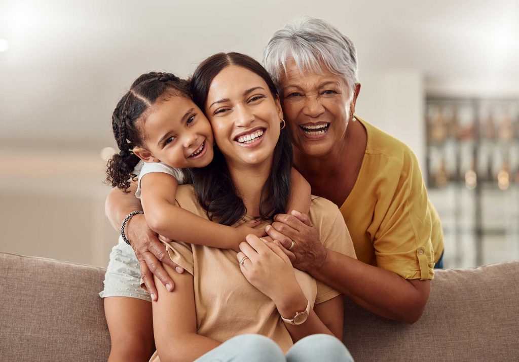 A family smiling at the camera