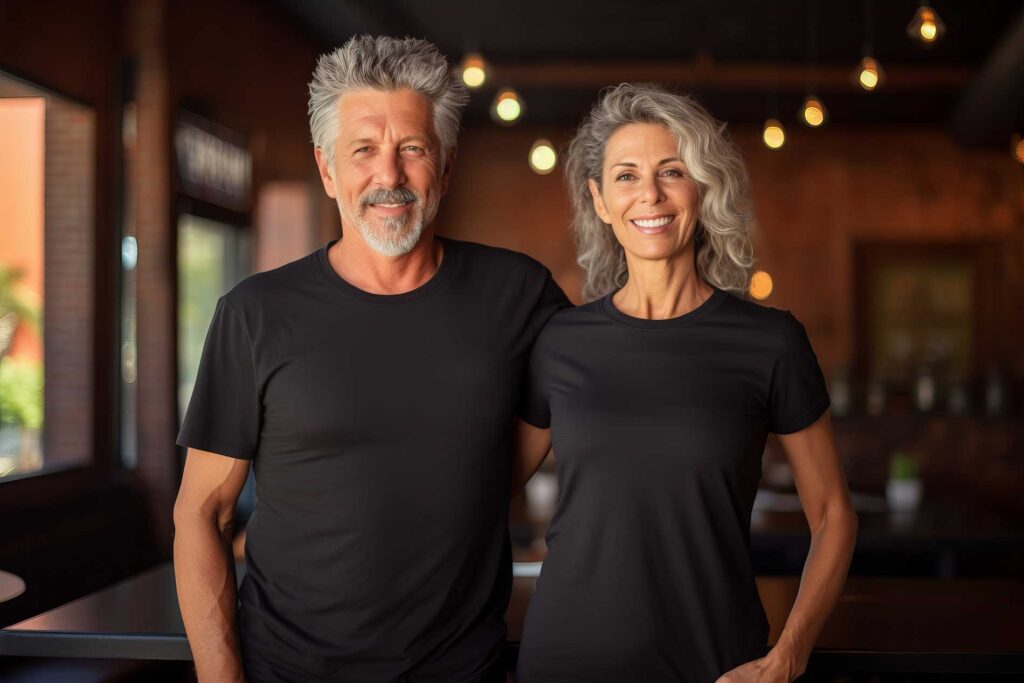 couple together smiling indoors