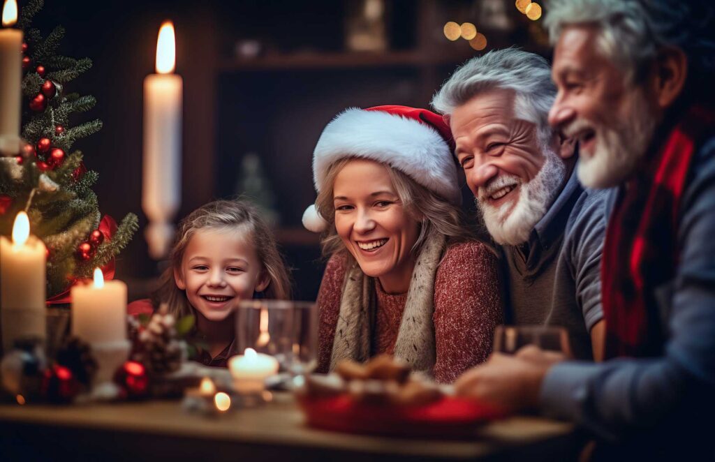 family at the table during christmas