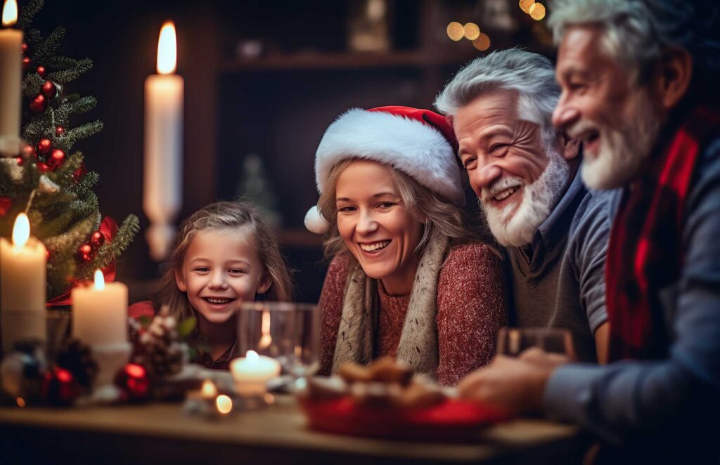 family at the table during christmas family at the table during christmas