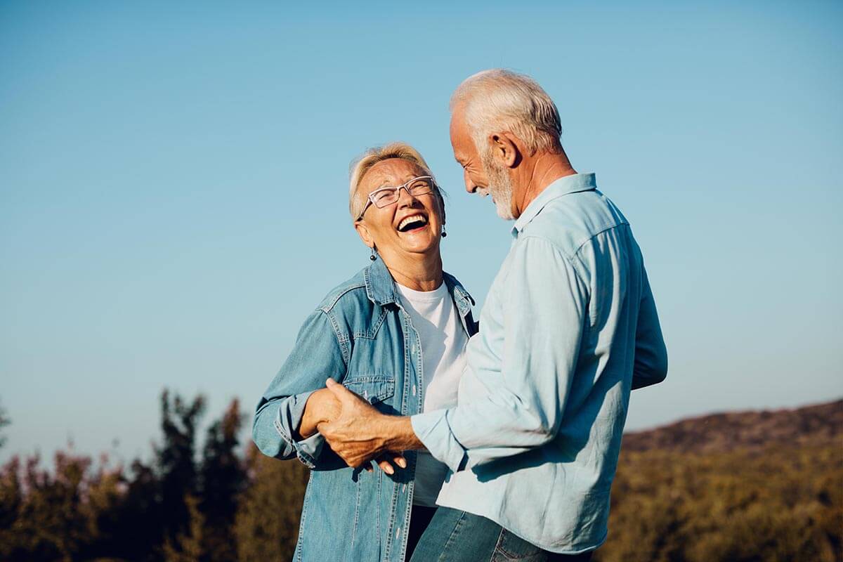 utdoor senior couple happy lifestyle retirement together